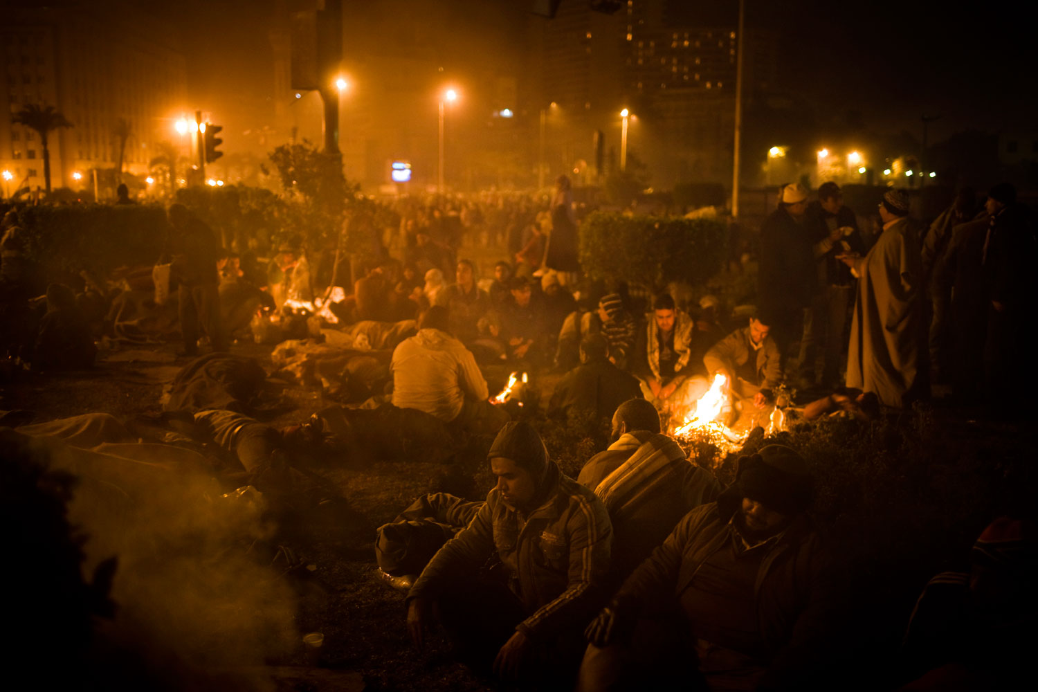 Tahrir Square at midnight.
