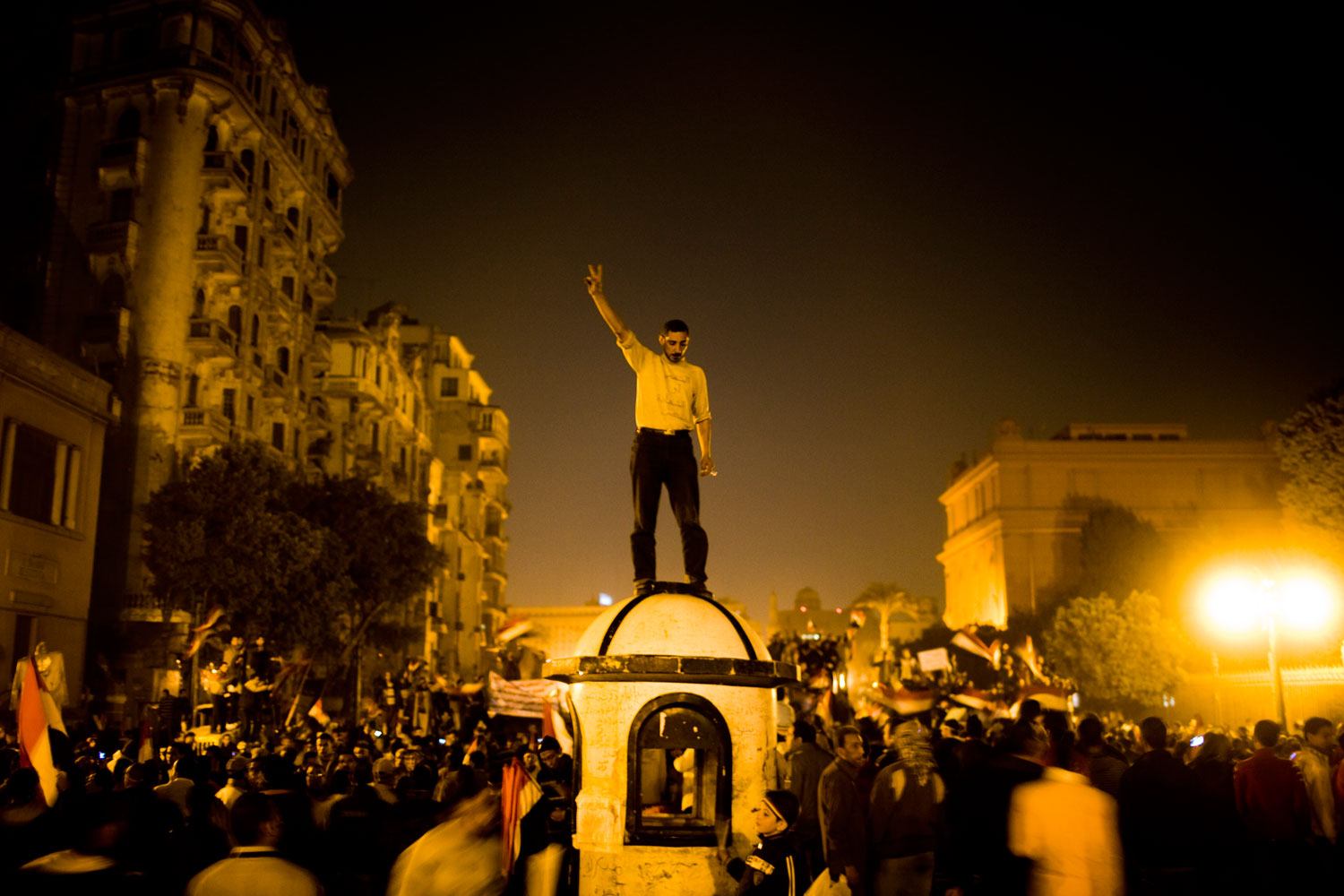 Celebrations after Mubarak's resignation.