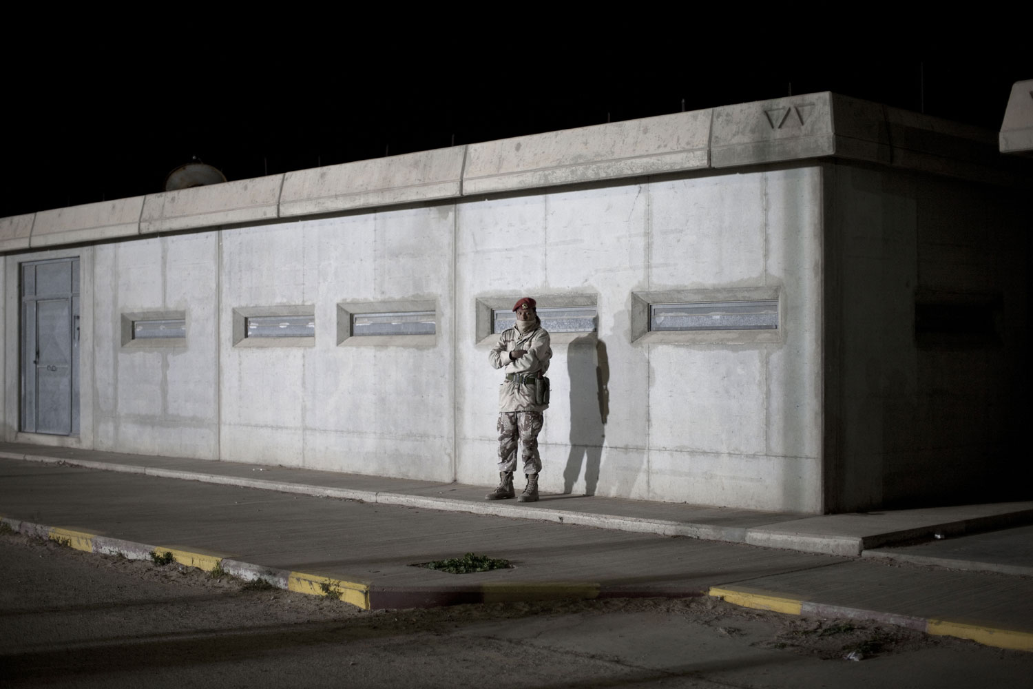 A Libyan soldier at nightfall