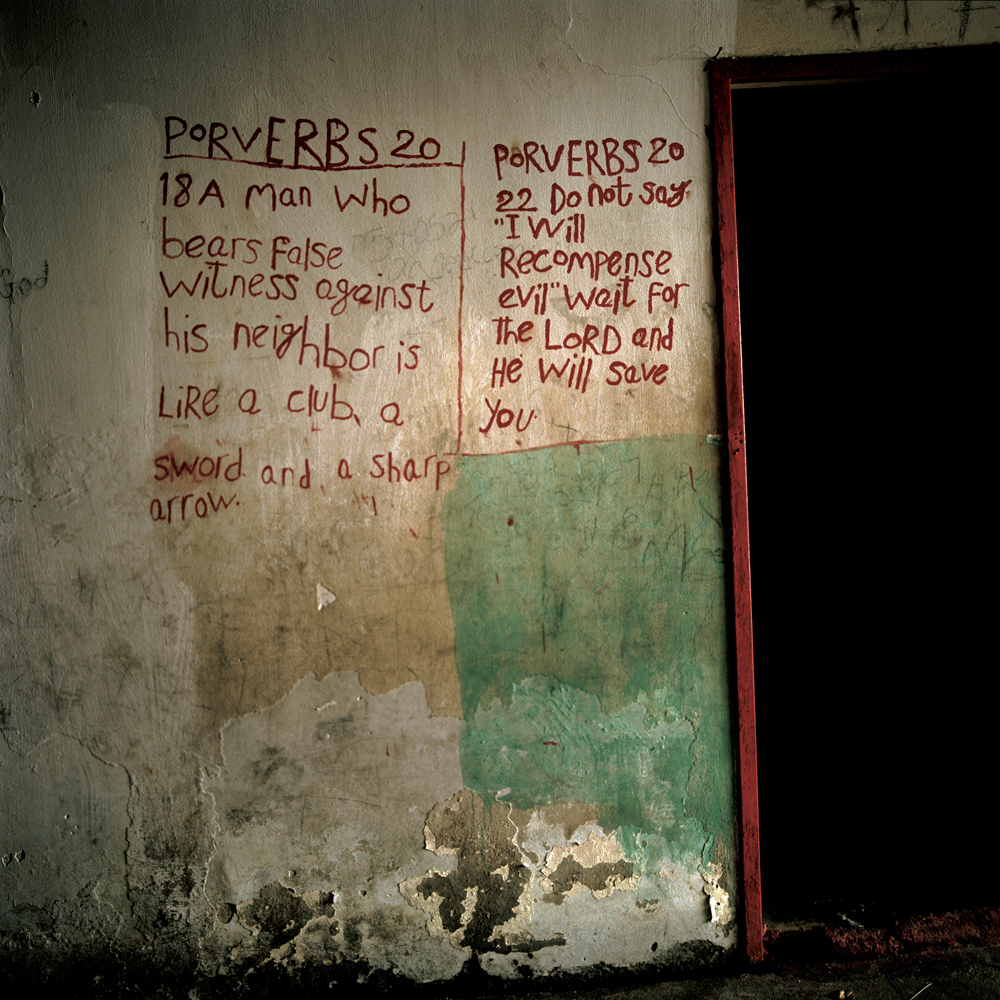 Graffiti on the walls of the abandoned Ducor Palace Hotel, which is home to thousands of internally displaced people (IDPs). Ducor Monrovia. 2007.