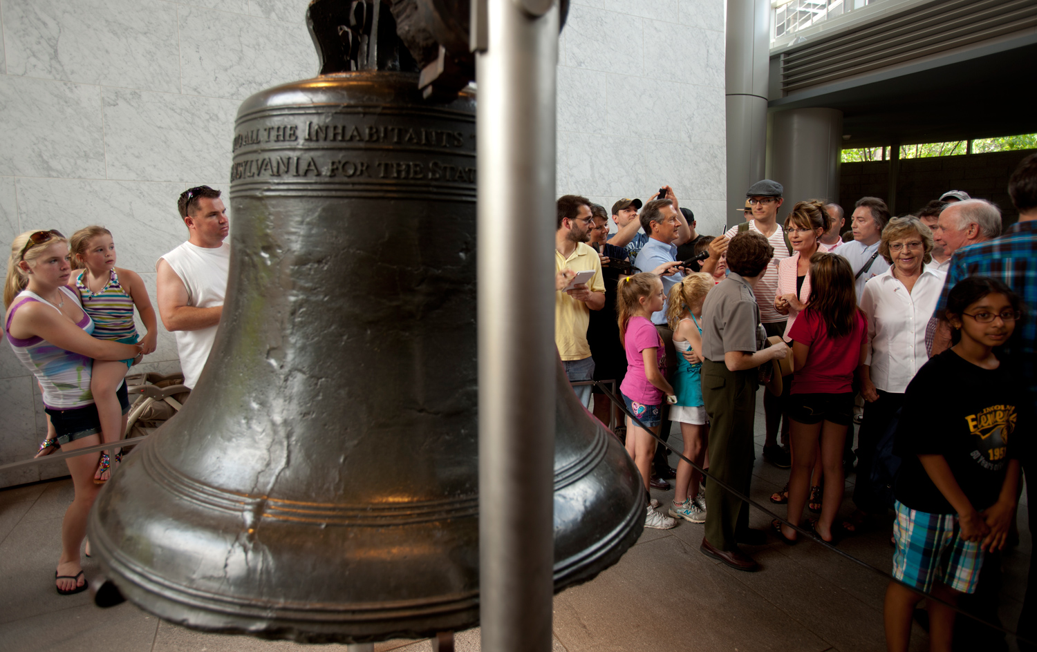 Sarah Palin visits the Liberty Bell Museum during her brief stop in Philadelphia, PA, Tuesday, May 31, 2011.
