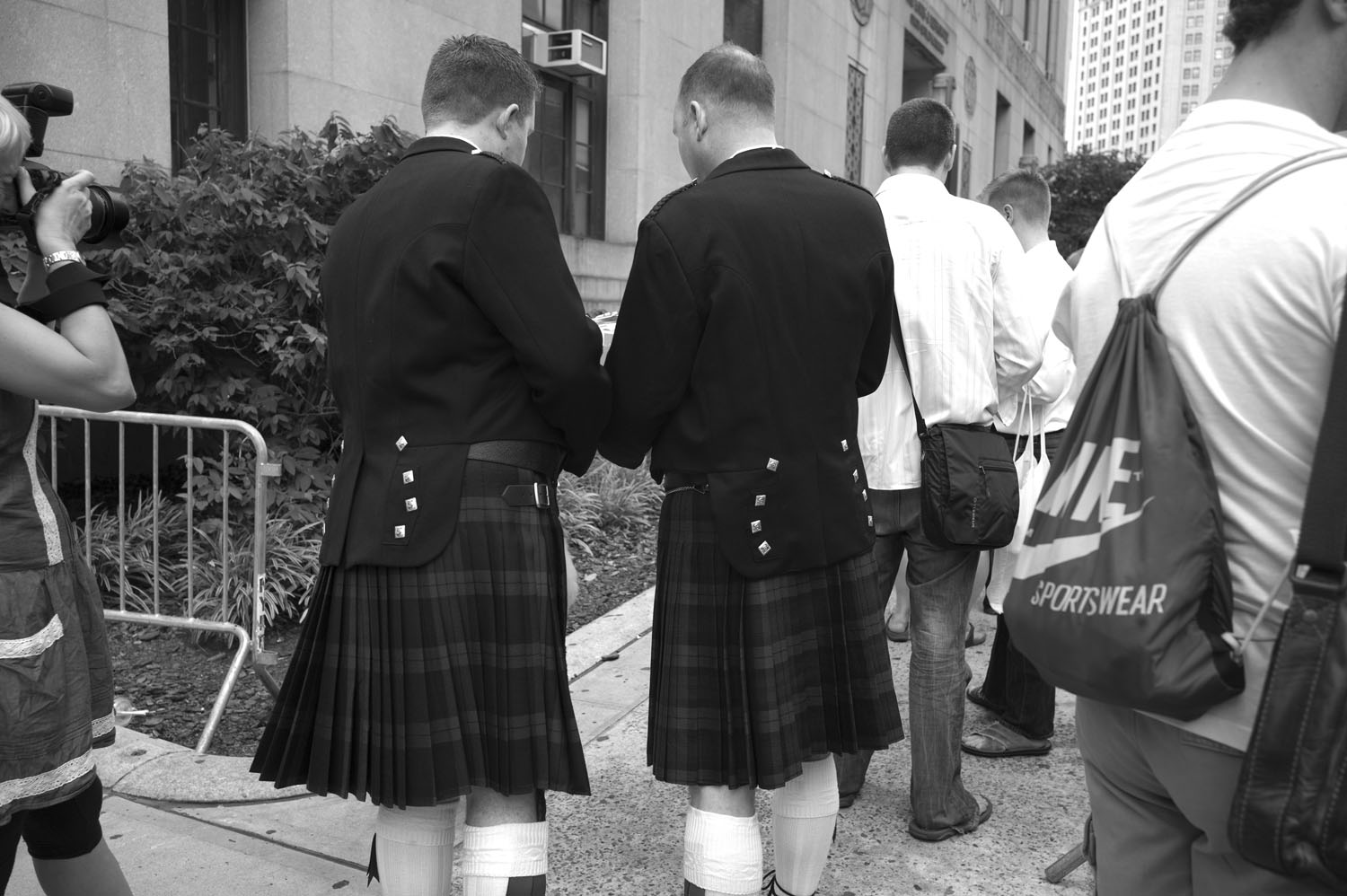 Attire varied widely among those waiting in line outside the Manhattan Clerk's Office.