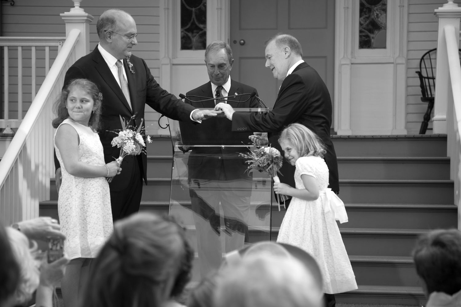 New York City Mayor Michael Bloomberg officiated a wedding ceremony between his Chief Policy Advisor and Criminal Justice Coordinator John Feinblatt and the Department of Consumer Affairs Commissioner Jonathan Mintz. The ceremony was held at Gracie Mansion on the Upper East Side.
