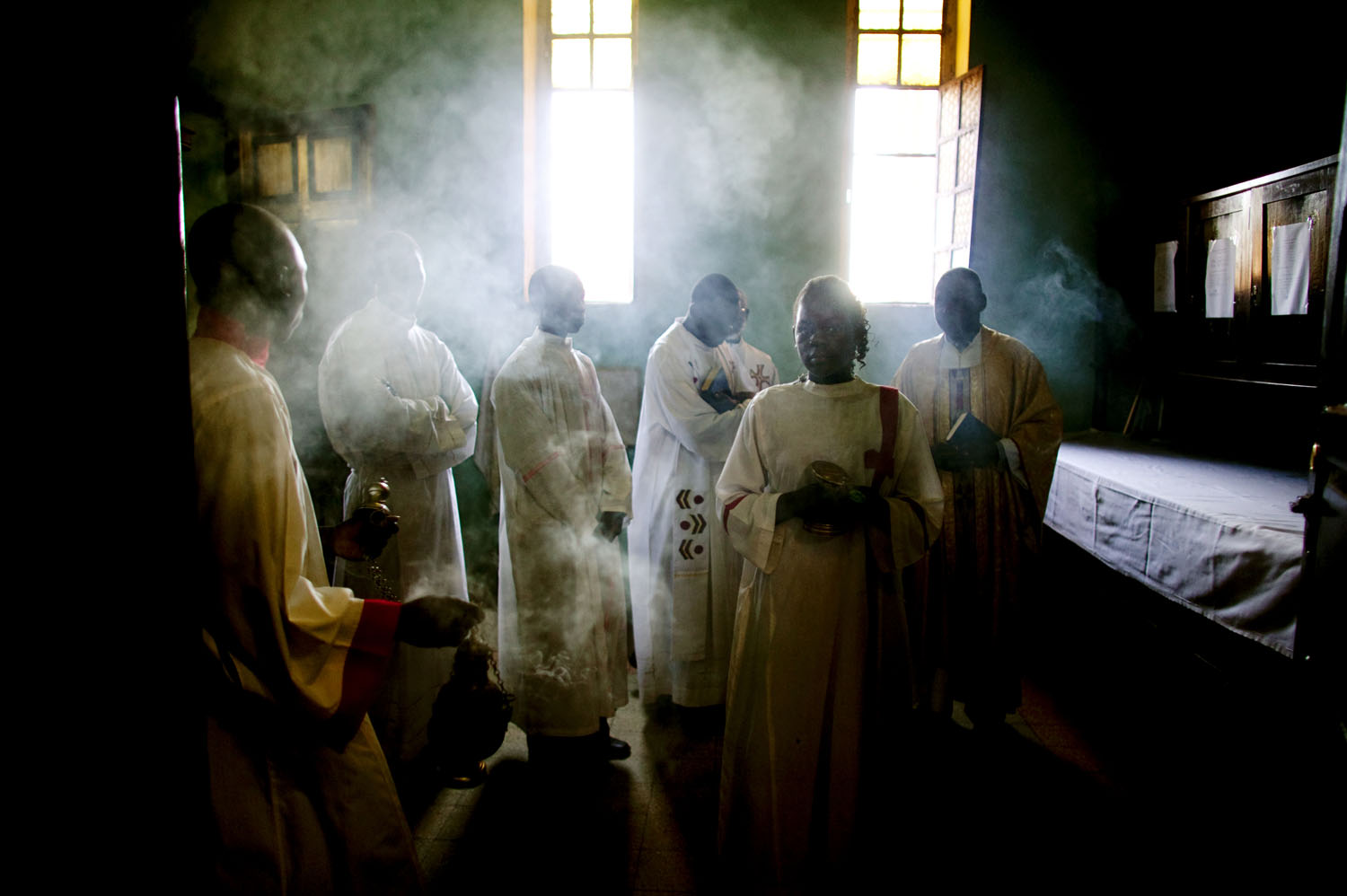 Southern Sudanese Catholics prepare for Easter mass in Wau, the south's second largest city. Christianity is a vital component of southern identity and was significant source of conflict between southern tribes and the northern, Islamic government in Khartoum. The north's historic imposition of Islamic law throughout the south was a grievance that helped to galvanize the southern liberation movement.