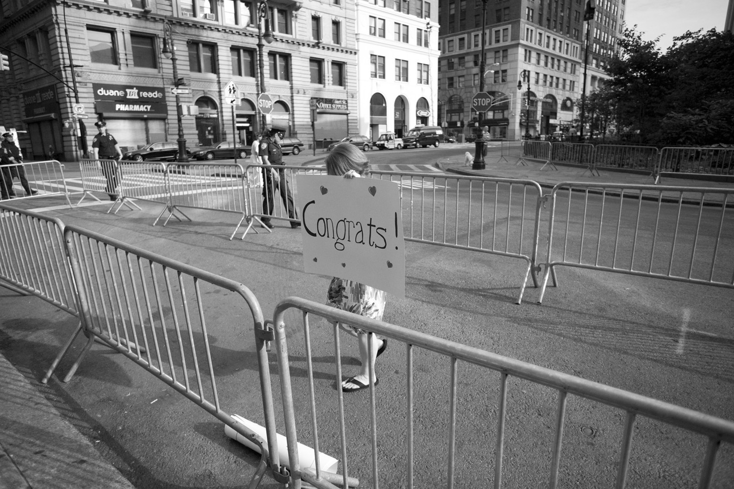 The first supporter arrives early in the morning. Same sex couples apply for marriage licenses and some have ceremonies in The Brooklyn Municipal Building at Brooklyn Borough Hall on July 24, 2011.