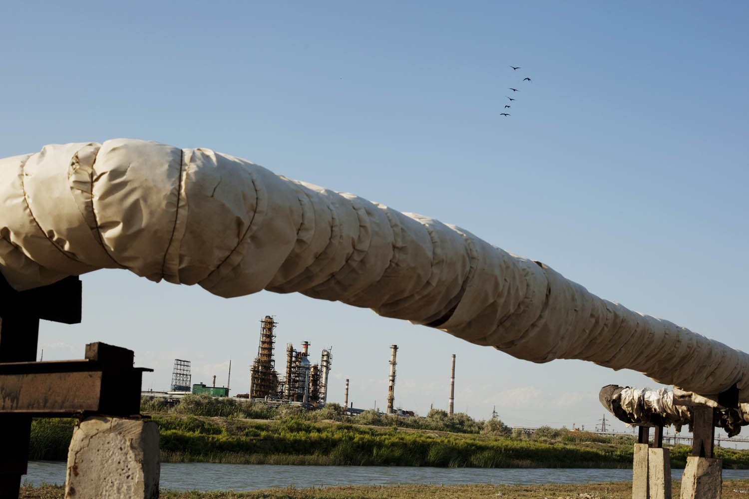 Atyrau oil refinery, which will soon be renovated and expanded with the help of Chinese investment. As the output of the refinery grows, it is likely that the pollution dropped into the canal on its edge will also.