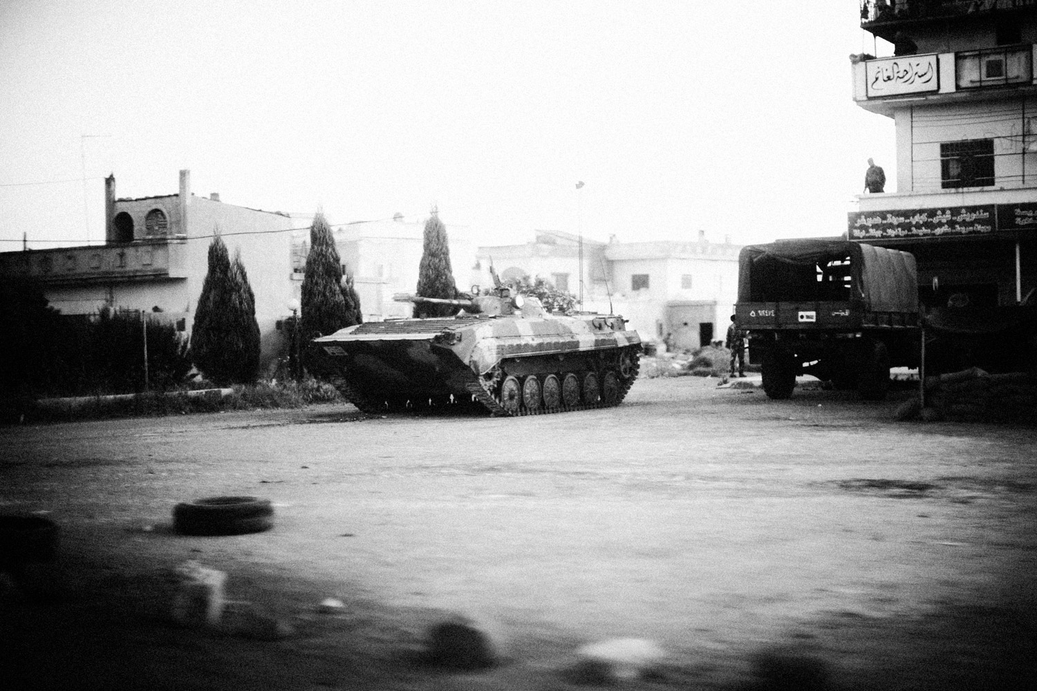 A Syrian Army tank positioned on the outskirts of Homs, July 16, 2011, the site of deadly clashes between young anti-regime protestors and Syrian security forces.