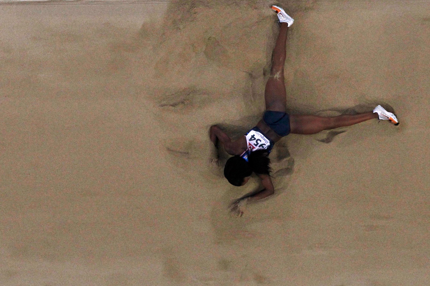 Funmi Jimoh of the U.S. competes during the women's long jump final at the IAAF World Championships in Daegu, South Korea, August 28, 2011.