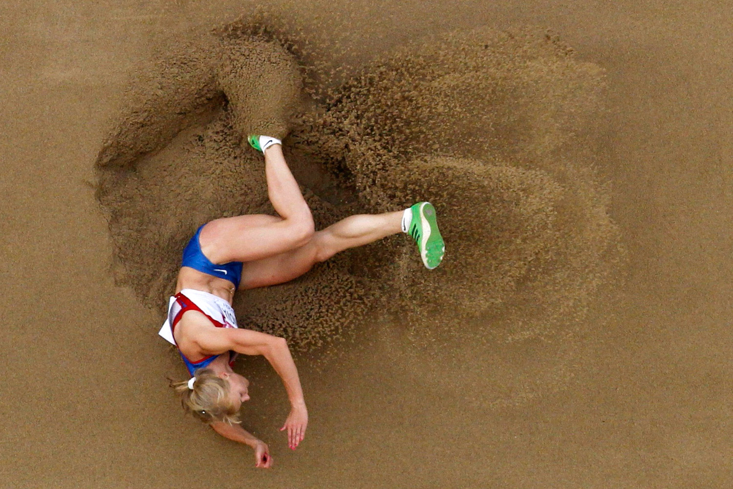 Anna Bogdanova of Russia competes during the long jump event of the heptathlon at the IAAF World Championships in Daegu, South Korea, August 30, 2011.