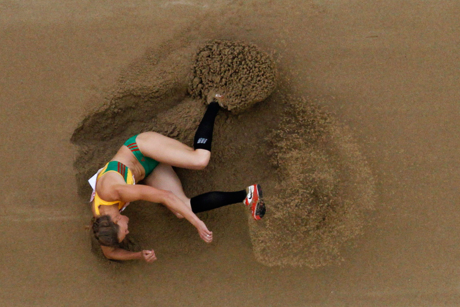 Austra Skujyte of Lithuania competes during the long jump event of the heptathlon at the IAAF World Championships in Daegu, South Korea, August 30, 2011.