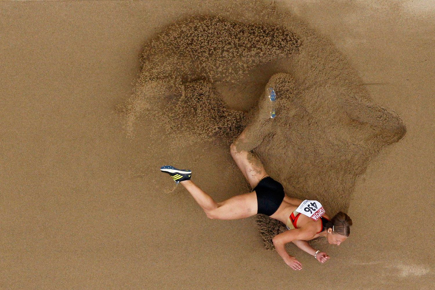 Jennifer Oeser of Germany competes during the long jump event of the heptathlon at the IAAF World Championships in Daegu, South Korea, August 30, 2011.