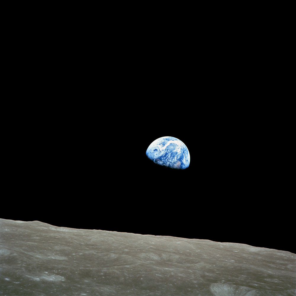 Titled Earthrise, shot by astronaut William Anders during the Apollo 8 mission has been called  the most influential environmental photograph ever taken.  The photograph was taken from lunar orbit on December 24, 1968 with a Hasselblad camera.