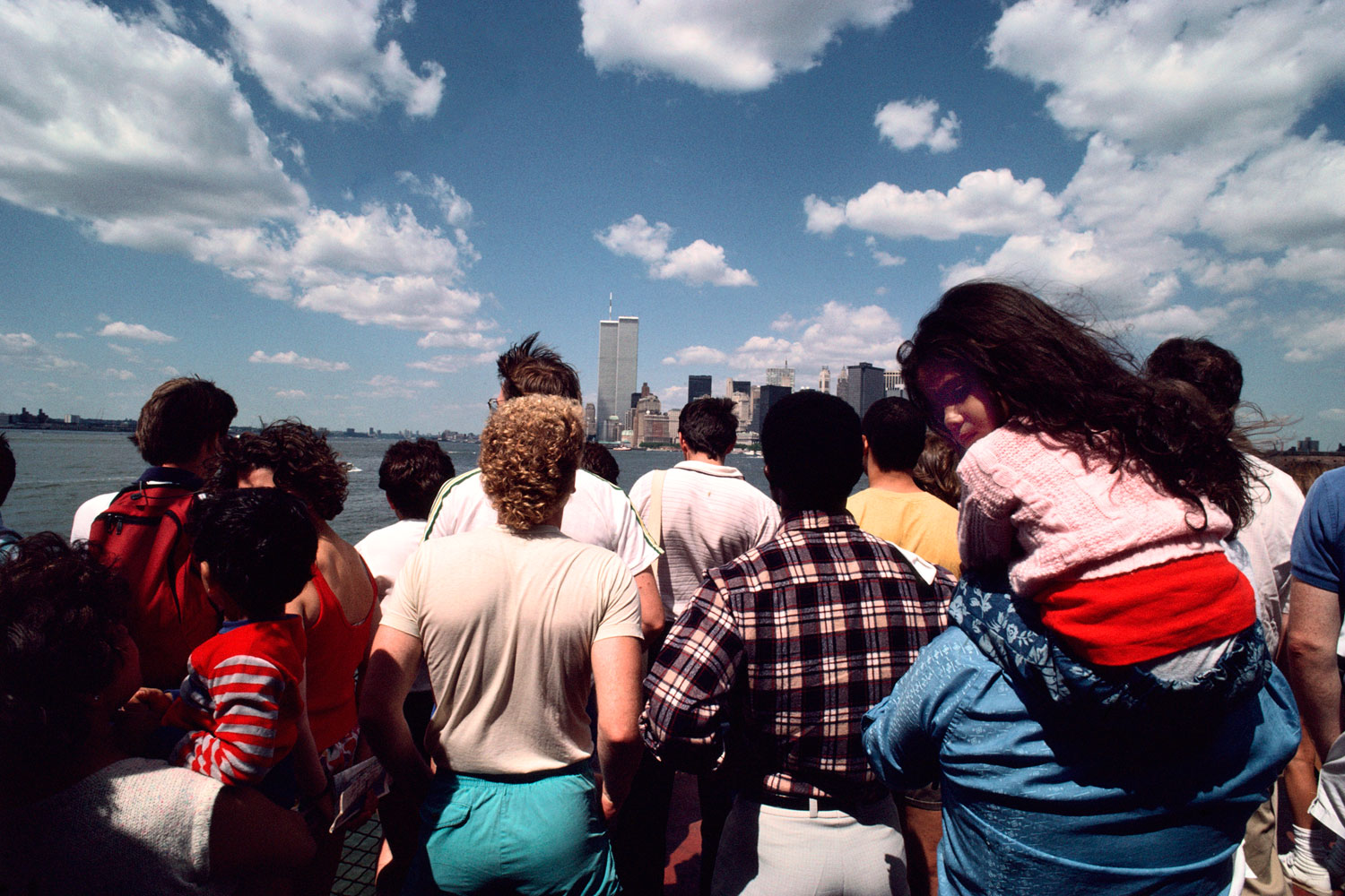 View of the World Trade Center from the Staten Island Ferry, 1986.