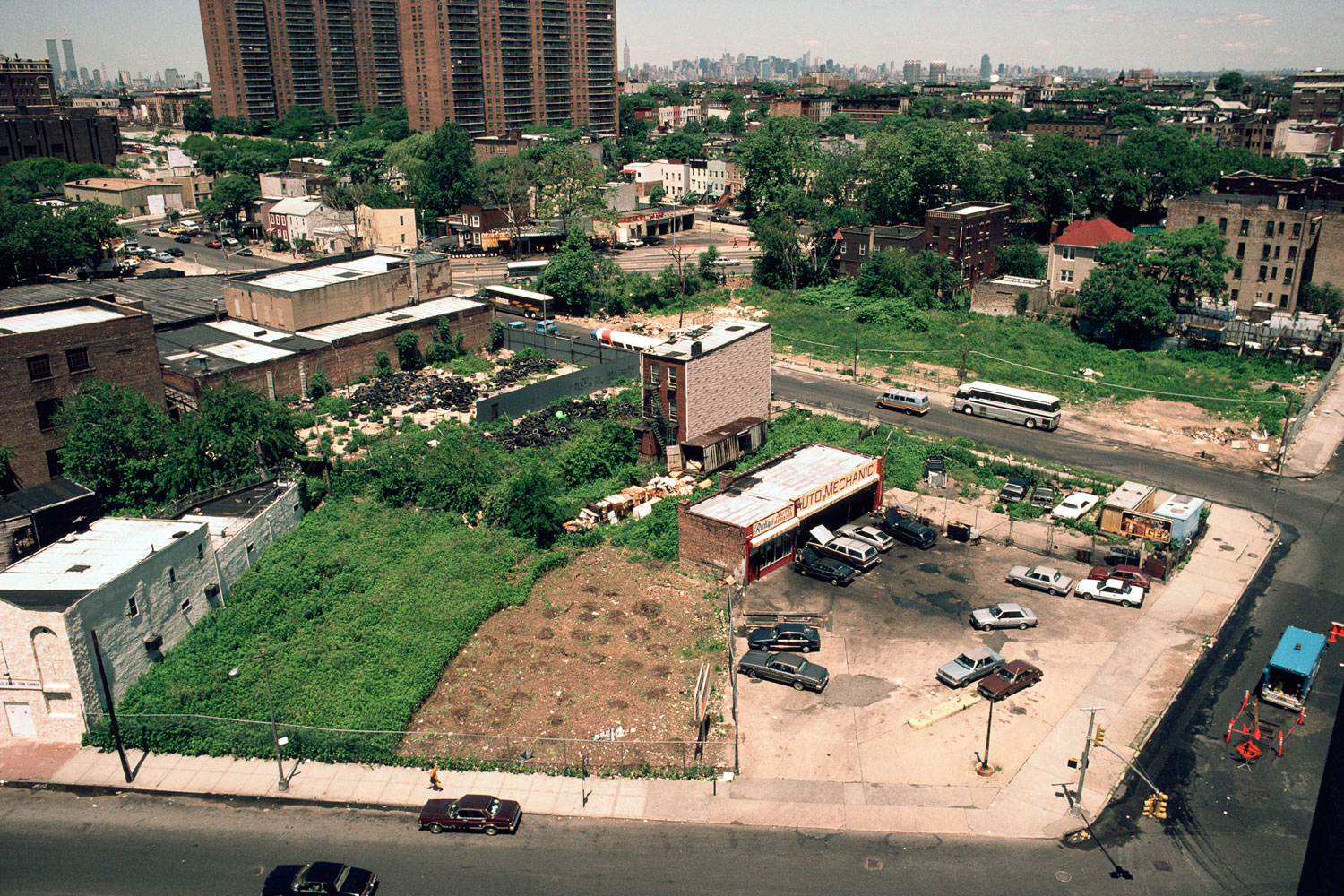View southwest from the roof of the Howard Houses, Mother Gaston at East New York Avenue, Brooklyn, 1992.