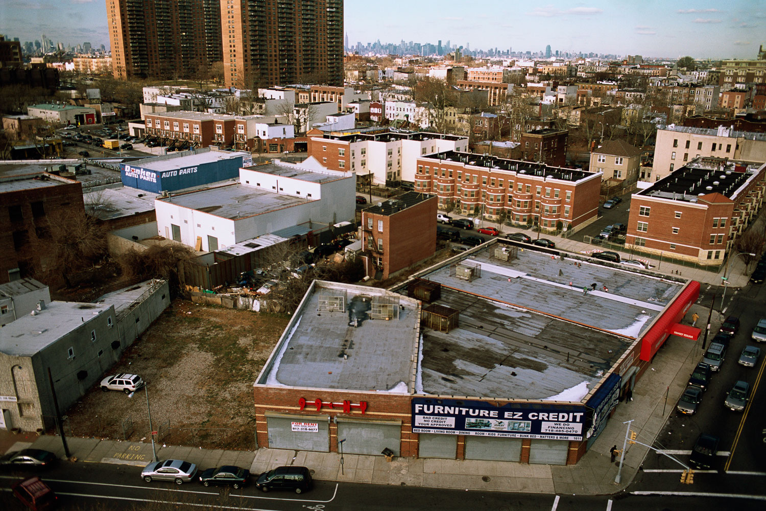 View southwest from the roof of the Howard Houses, Mother Gaston at East New York Avenue, Brooklyn, 2010.