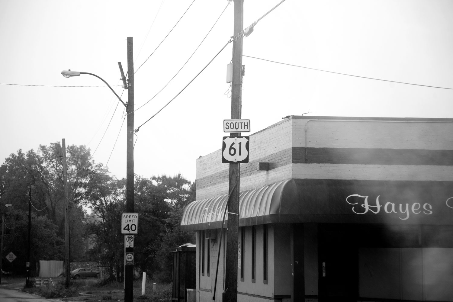 A roadside sign for Route 61 along the route between Memphis, Tenn. and Clarksdale, Miss.