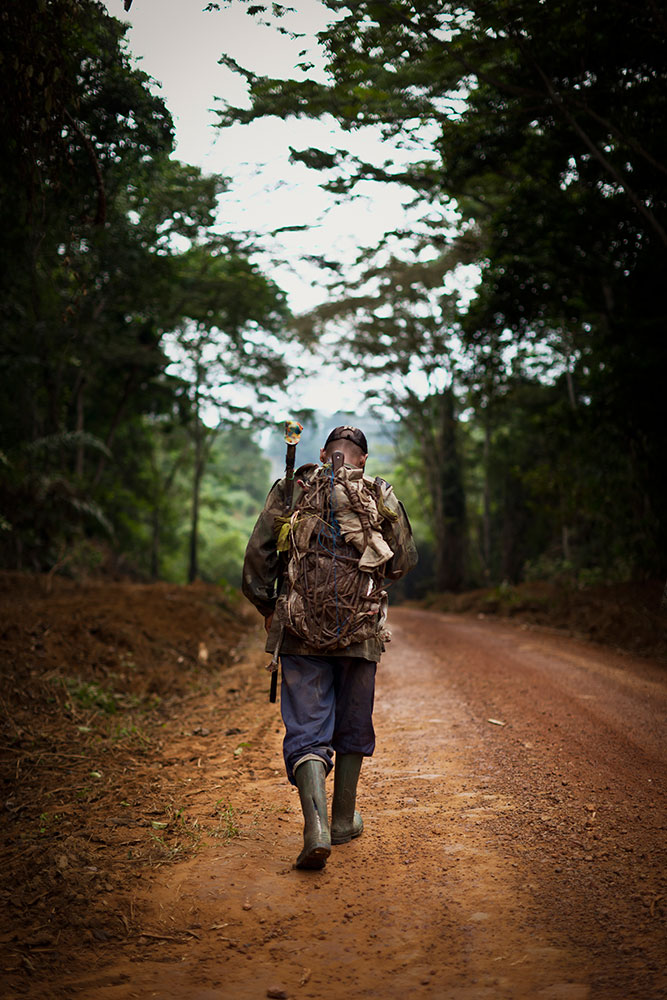 A local hunter in the forests of Nyabissam, Cameroon on July 27, 2011.