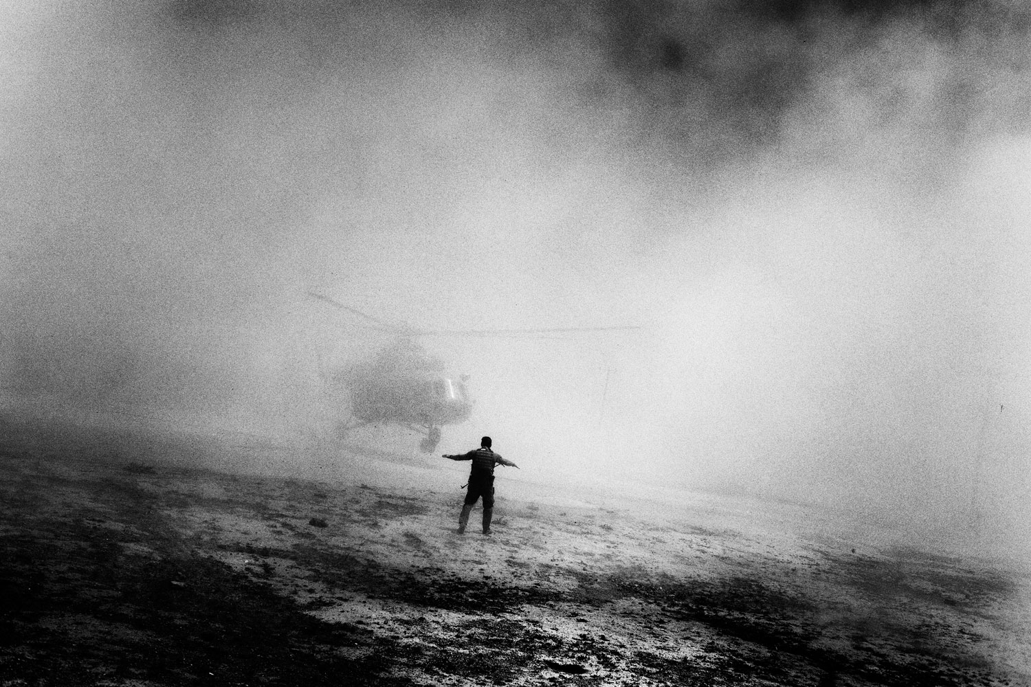 Paolo Pellegrin, May 2006
                               This picture was taken in 2006. It shows a Russian helicopter landing in Kabul to pick up Afghan counter-narcotics troops and American DEA agents. They had received a tip from an informant and their mission was to assault a village in the rugged mountains near Jalalabad to bust opium laboratories possibly tied to the Taliban network. The assault was carefully staged both by land and air forces but in the end though just one low-level arrest was made and a small bag of hashish seized. The opium labs, if they were ever there in the first place, vanished.