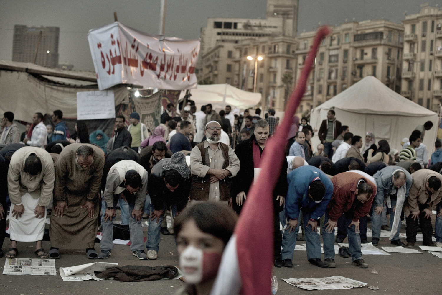 Evening prayers at Tahrir Square, November 24, 2011.