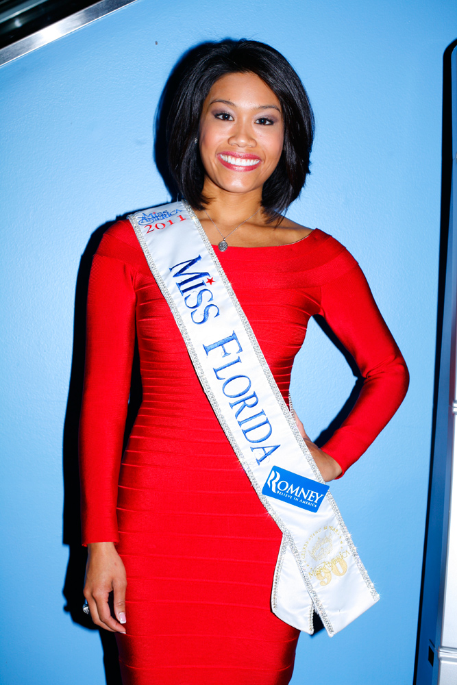Miss Florida, Kristina Janolo, at the Tampa Convention Center for Romney´s Florida Primary event, January 31, 2012.