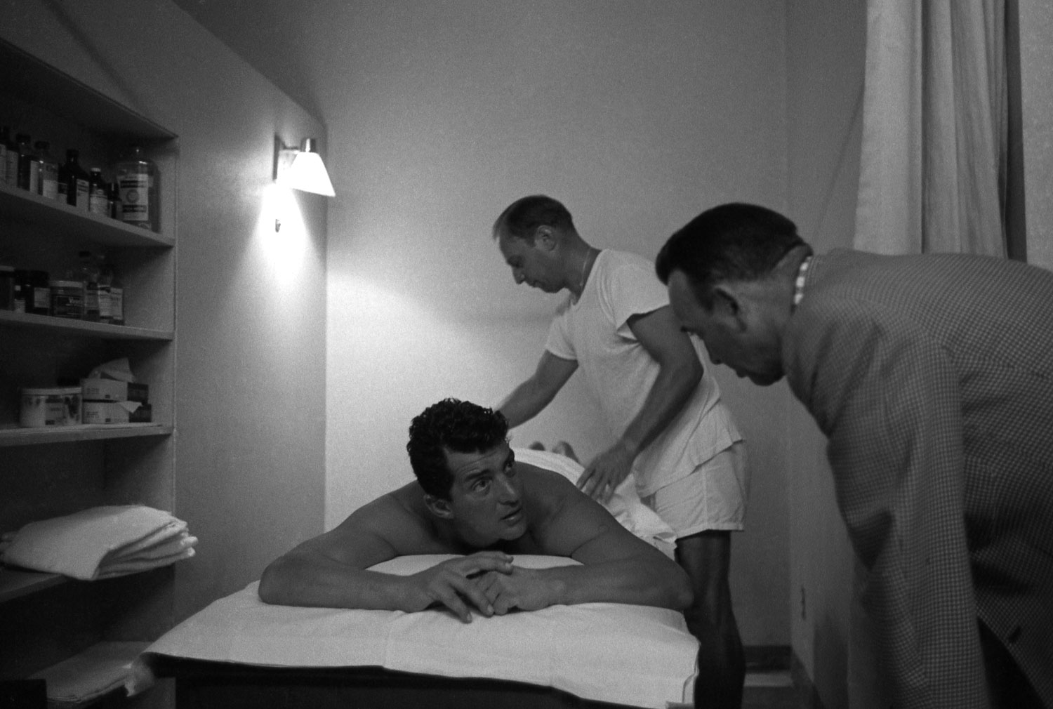Dean Martin gets a massage at The Sands in Las Vegas in 1958.