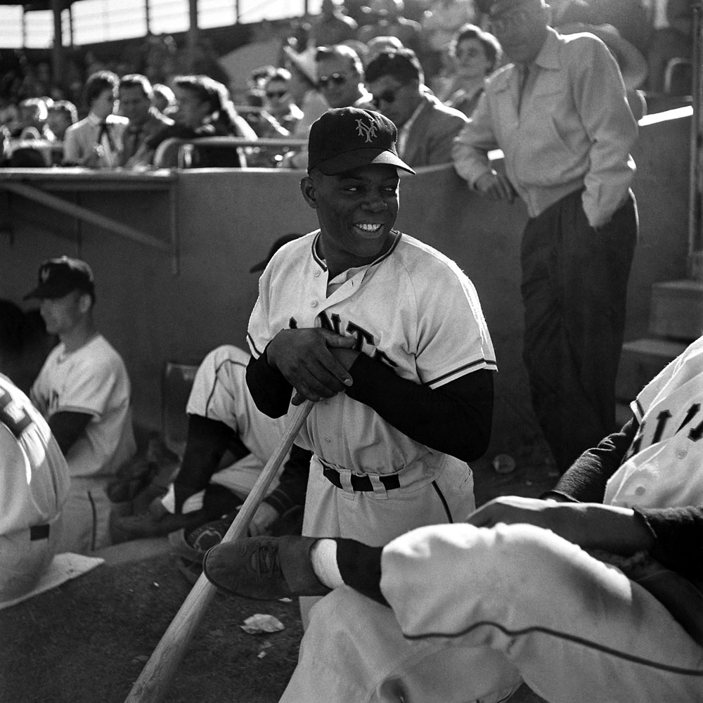 A Loomis Dean photo of 22-year-old Willie Mays at spring training in Arizona in 1954, the year the Giants won the World Series — the sole championship of Mays' long career.