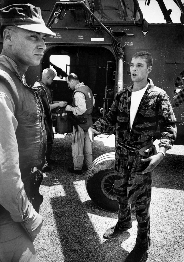 Farley talks to his own pilot, Captain Vogel, about the pilot who had to be left behind in YP3.  If we had stayed another 10 seconds under those V.C. machine guns,  Vogel said,  you or us would never have got out of there.