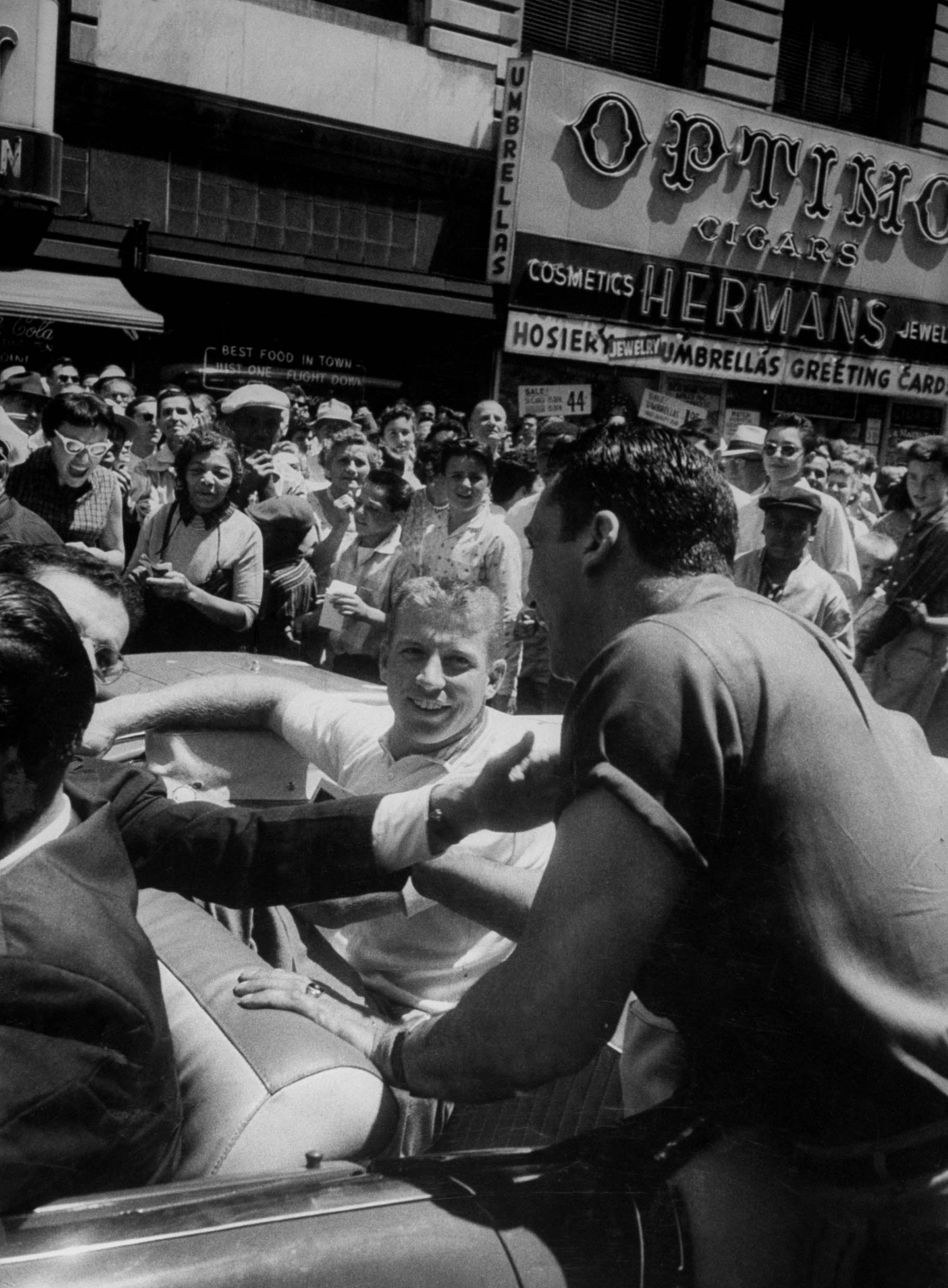 Mickey Mantle in a convertible during a New York parade in June 1956.