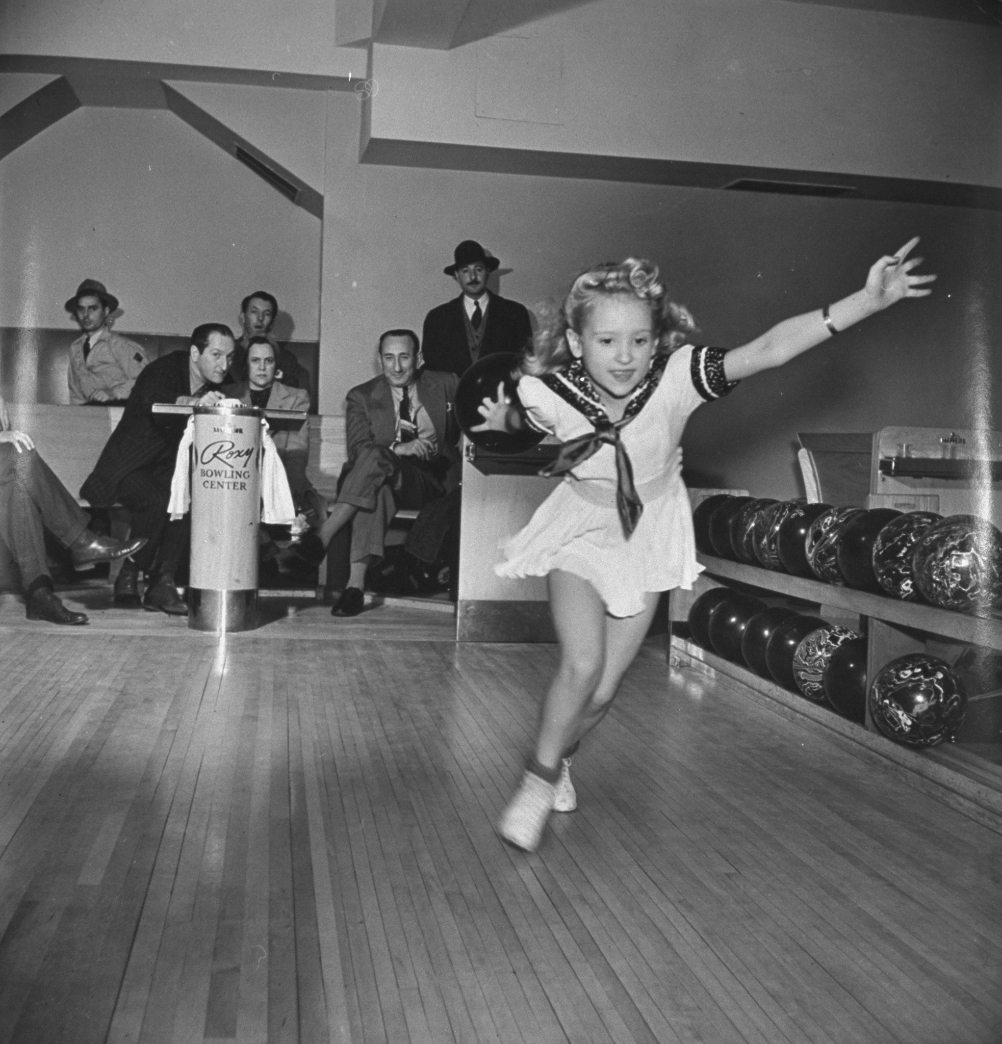 Twinkle Watts, a child bowler and ice skater, is pictured mid-stride