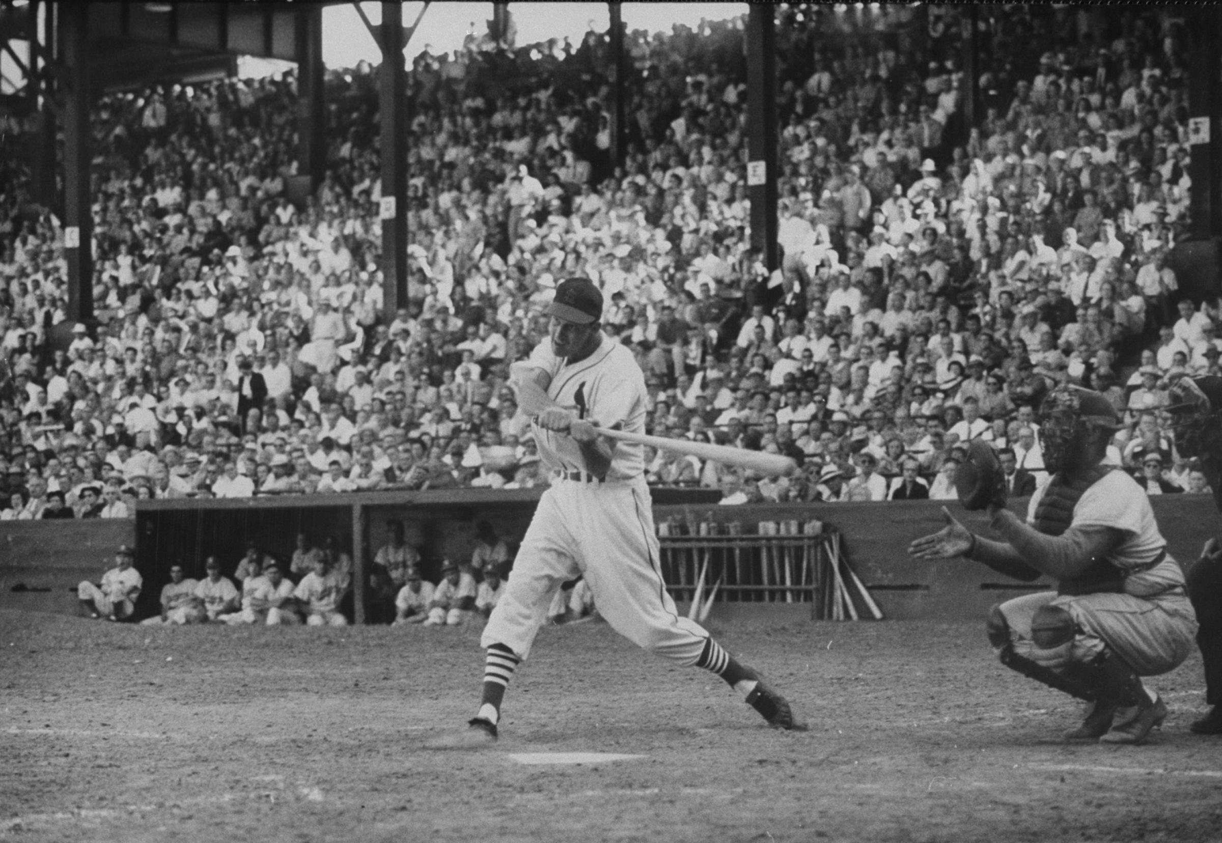 Stan Musial's compact, powerful swing, 1952.