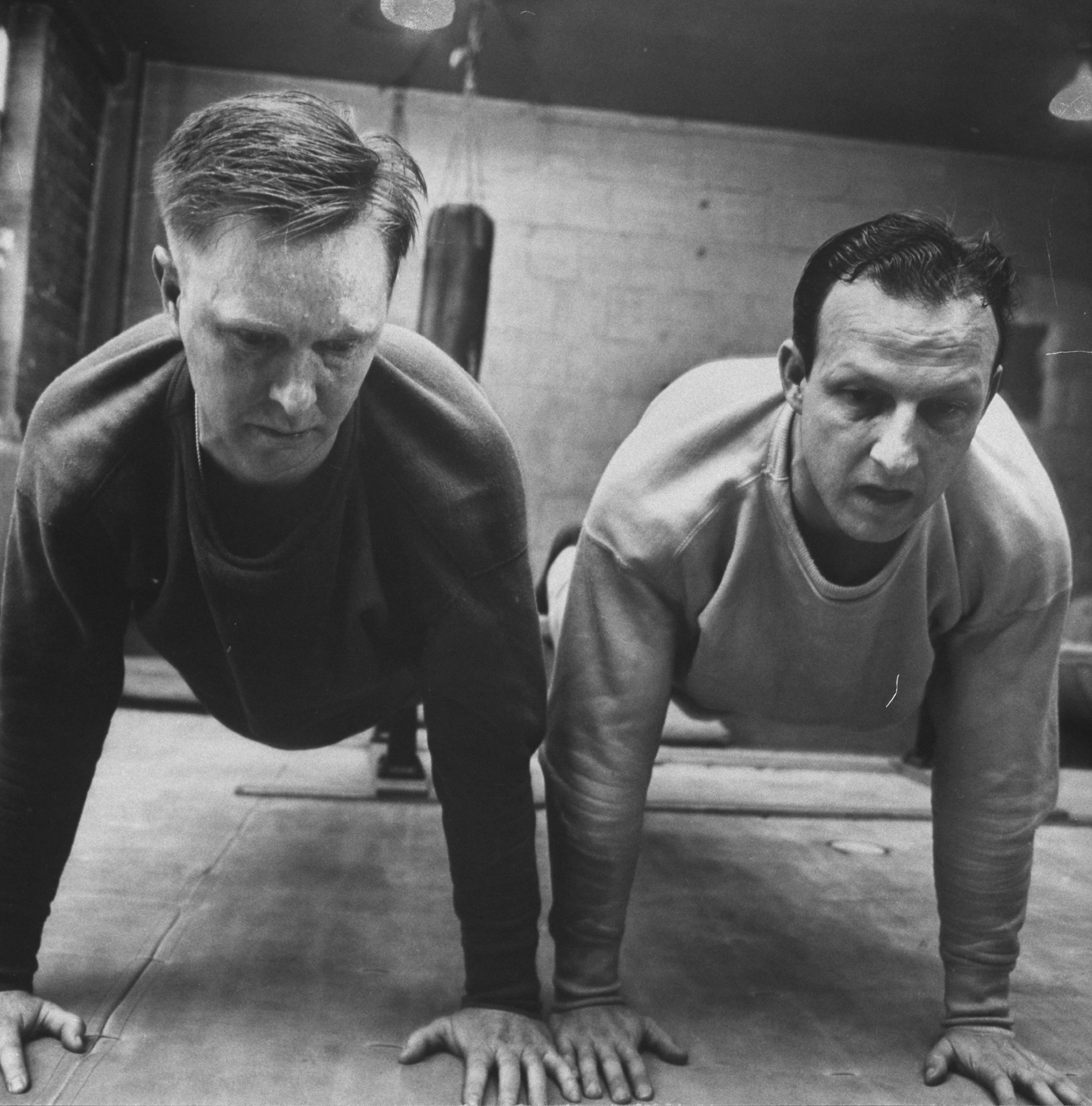 Red Schoendienst and Stan Musial work out together, 1960.