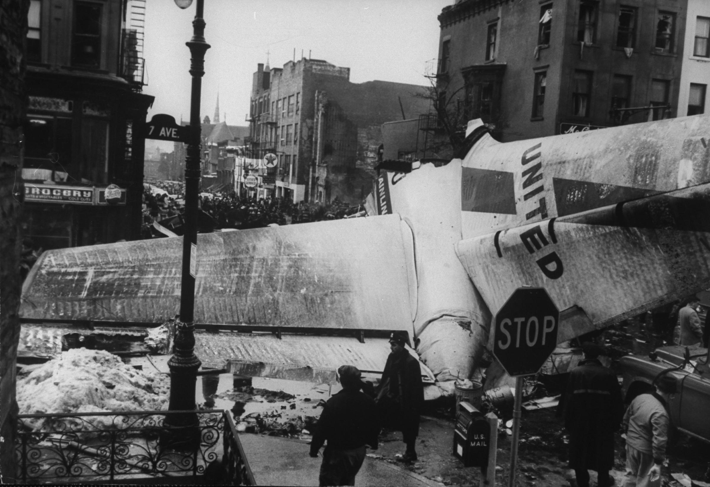 Aftermath of air disaster, Brooklyn, December 1960.