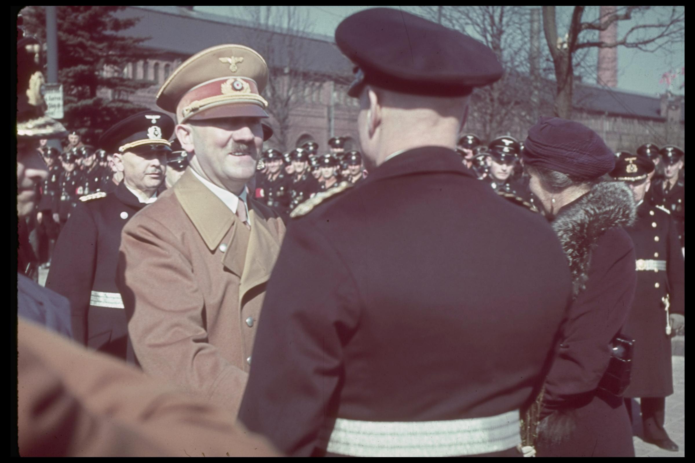 Adolf Hitler attends the 1939 launching of the battleship Tirpitz.