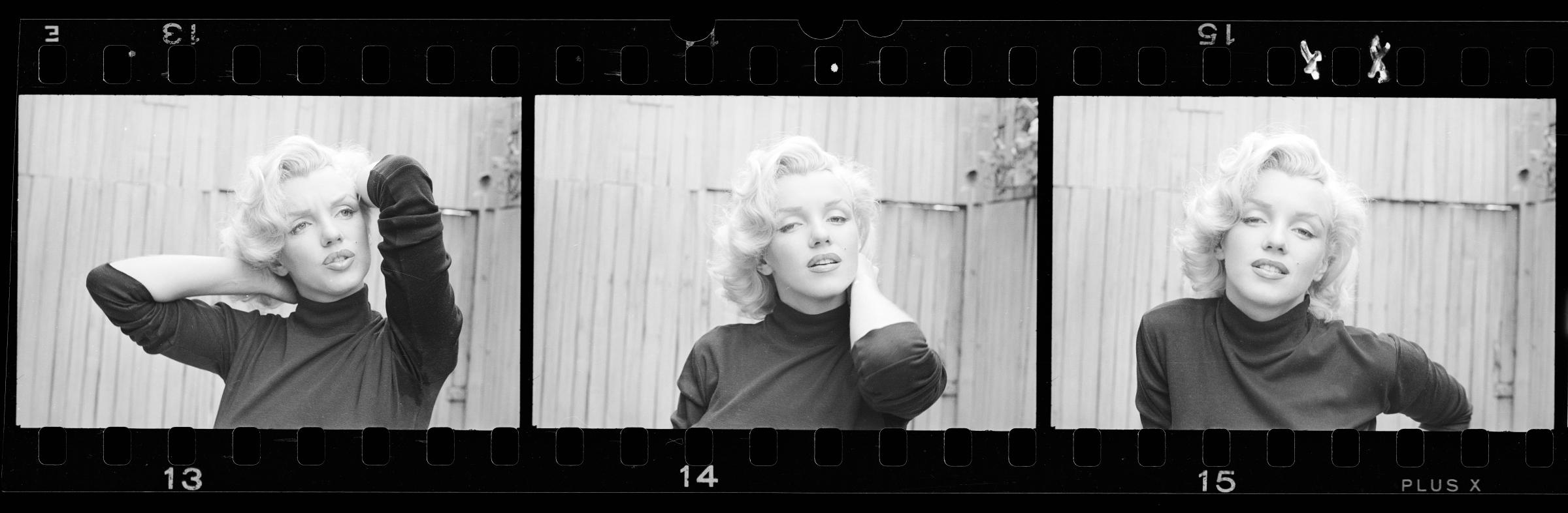 Images from the contact sheet for Alfred Eisenstaedt's classic 1953 shoot with Marilyn Monroe.