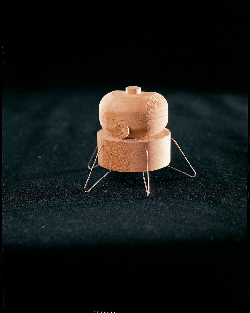 Early lunar module model, in wood, 1960s
