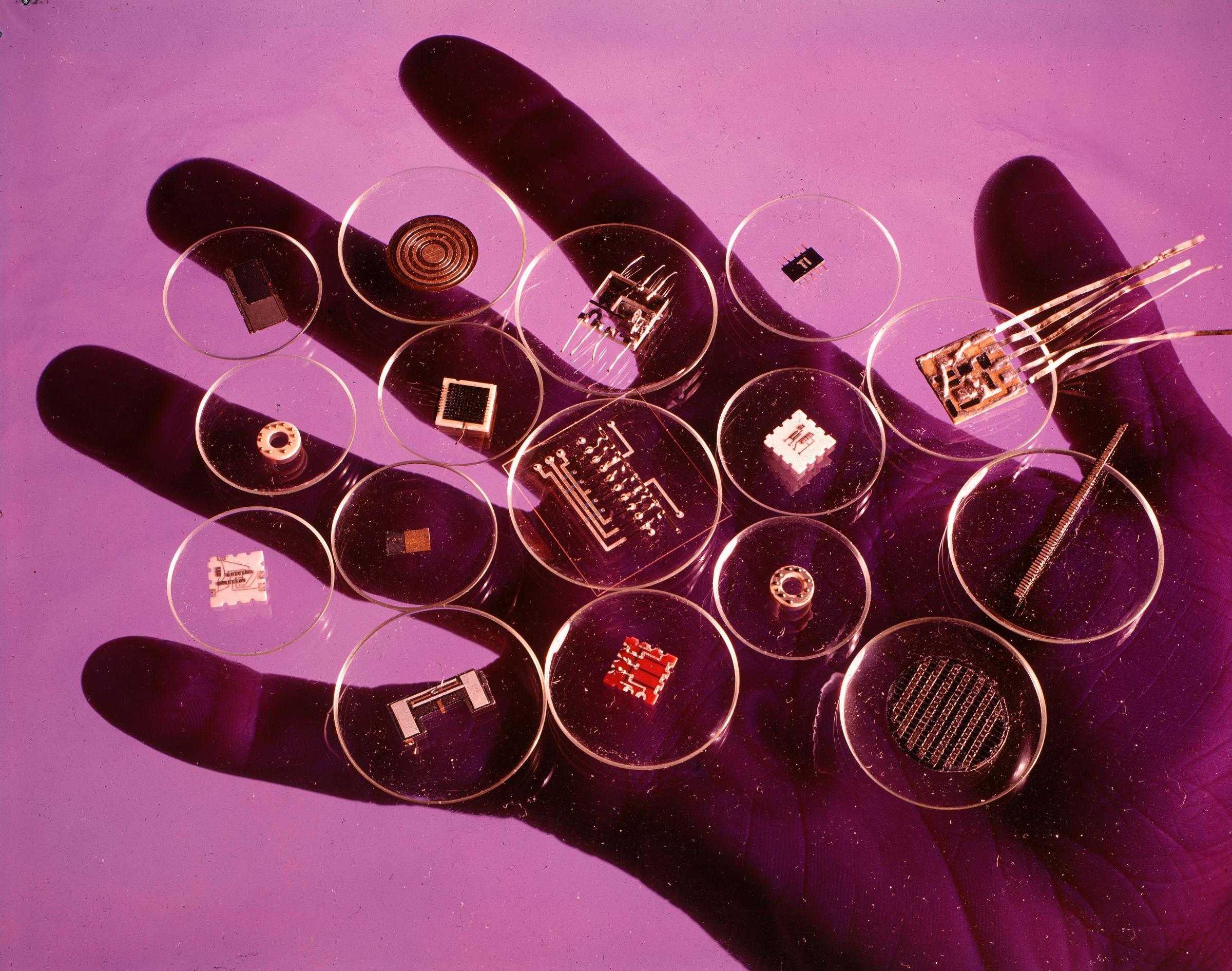 A handful of microelectronic parts published in the March 10, 1961 issue of LIFE.