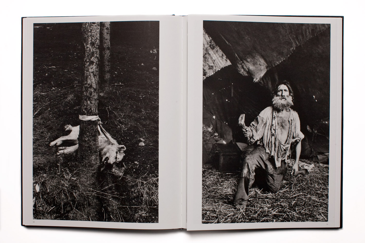 The new book juxtaposes vertical images and horizontal images across the spreads.