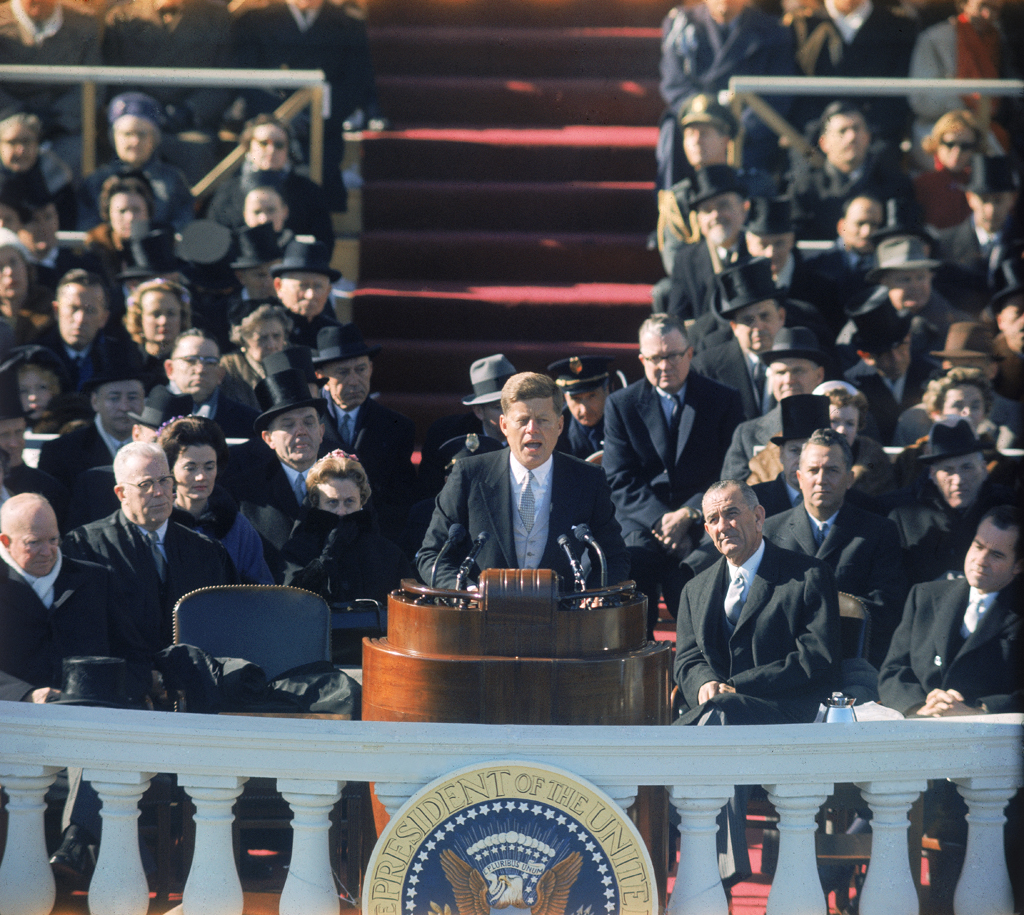 John Kennedy delivering his Inaugural Address.