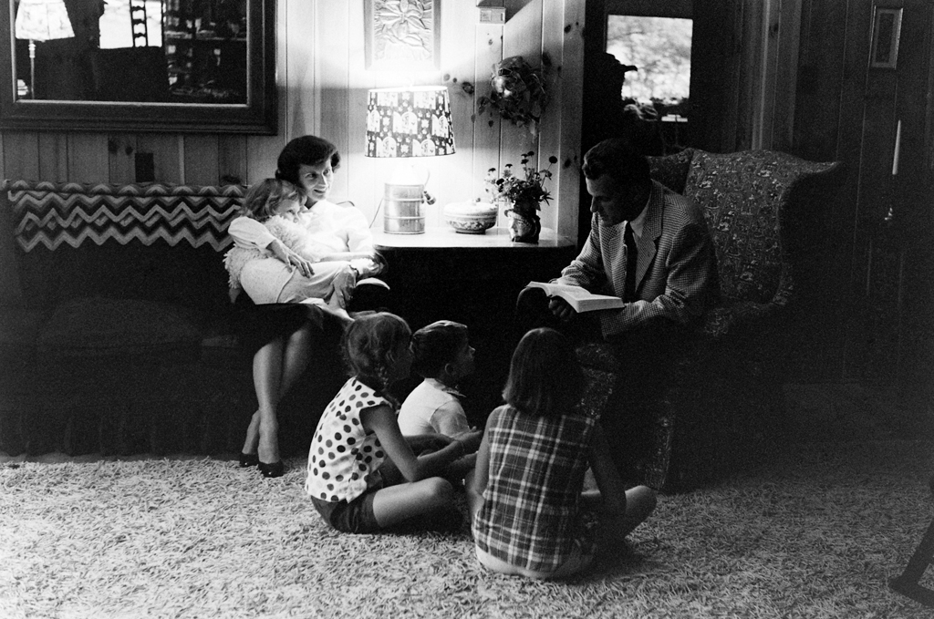 Billy Graham and family in North Carolina in 1956.