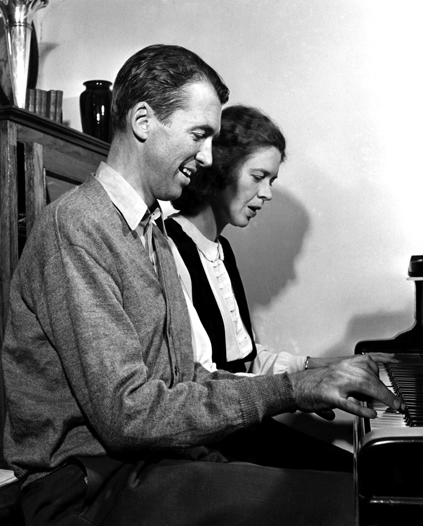 Jimmy Stewart plays the piano with his sister, 1945