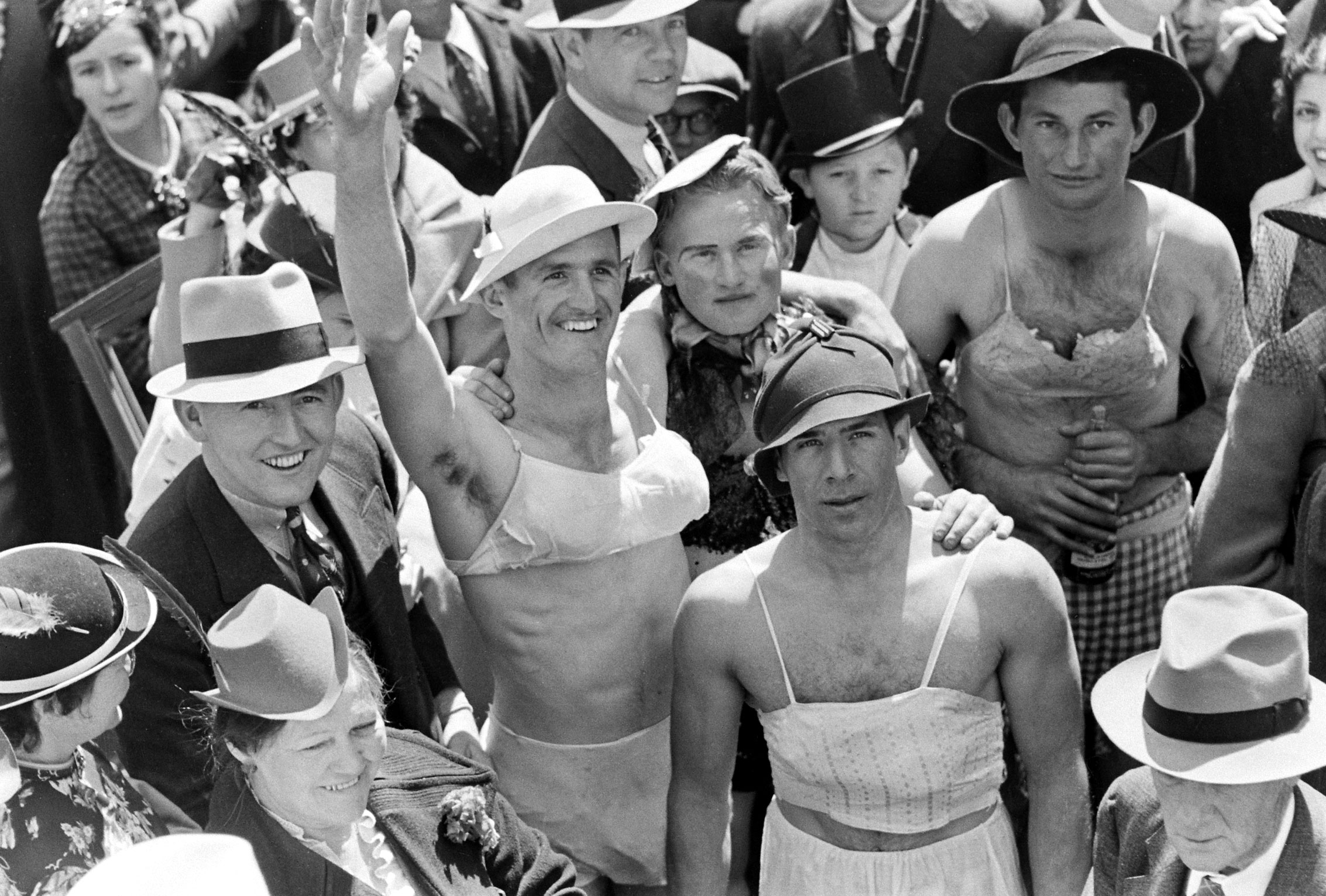 Mardi Gras revelers, New Orleans, 1938.
