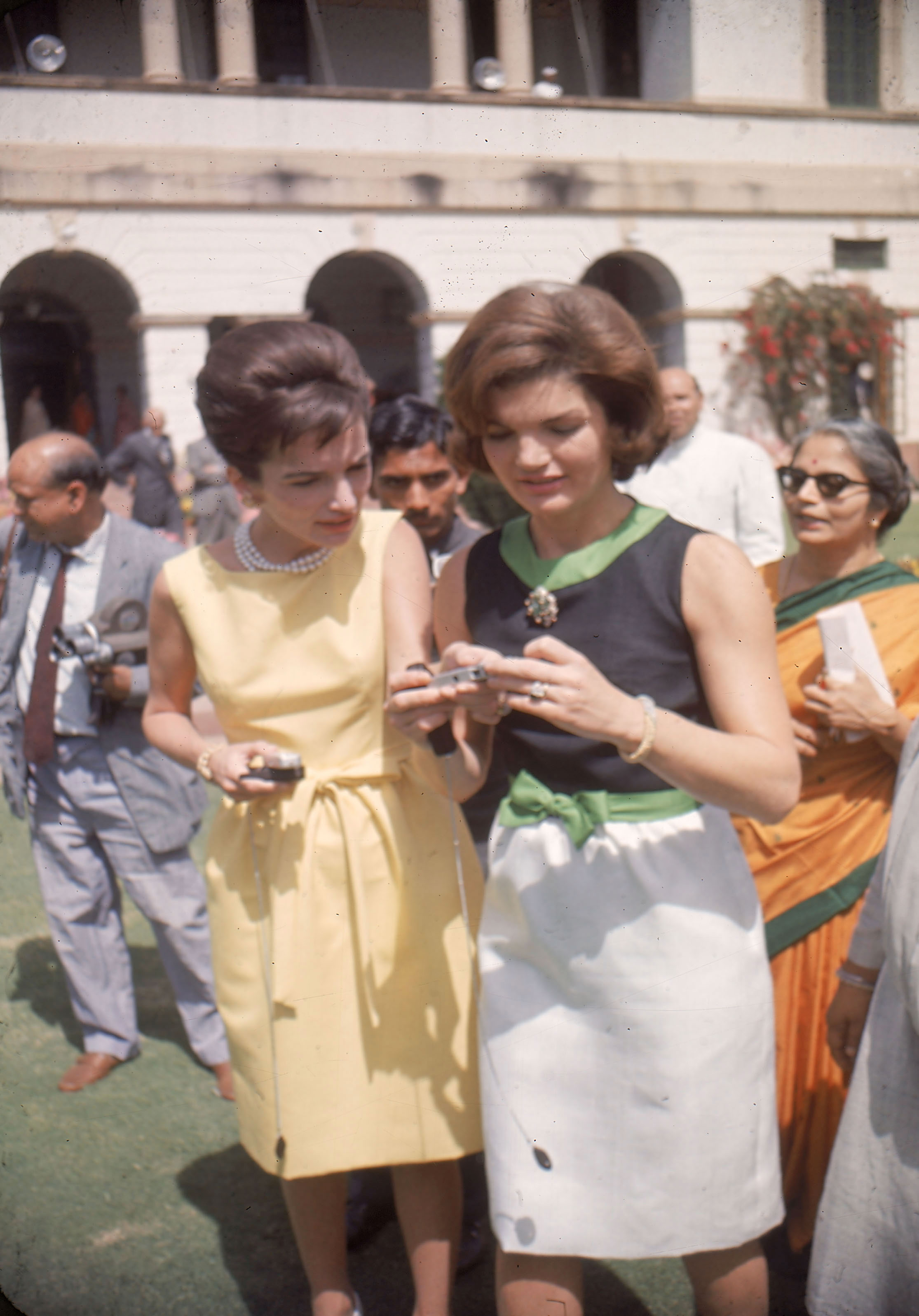 The First Lady Jackie Kennedy and sister Lee Radziwill in India in 1962. LIFE estimated Jackie wore 22 different outfits during her trip; on one day in New Delhi she changed five times.