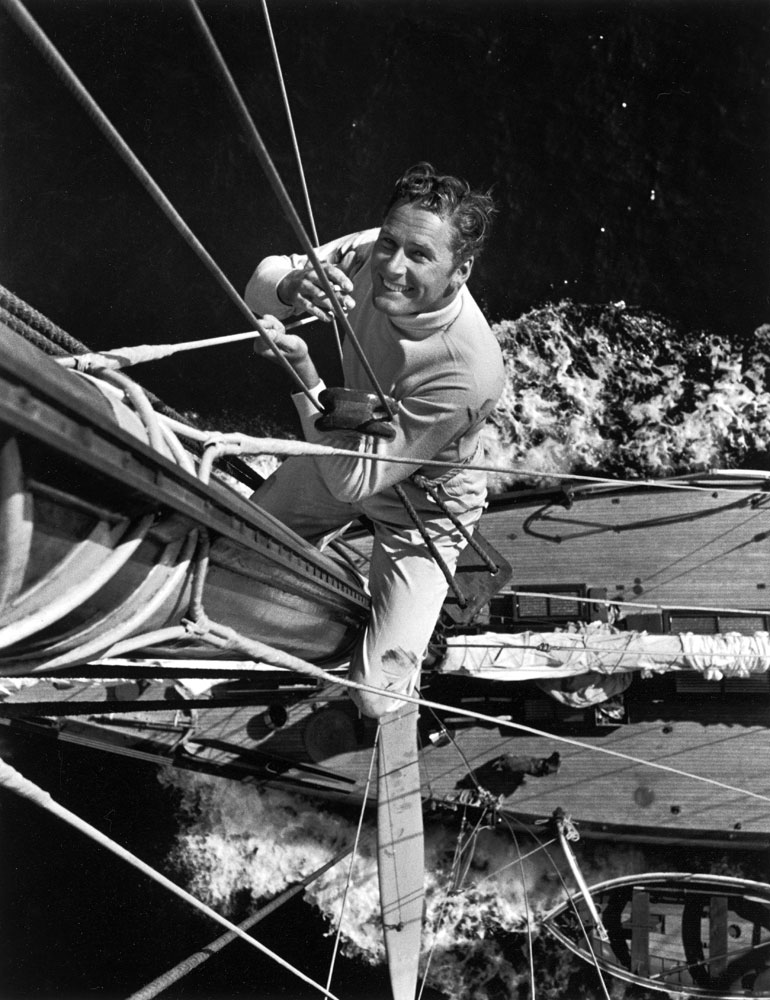 Errol Flynn aboard his yacht Sirocco in 1941