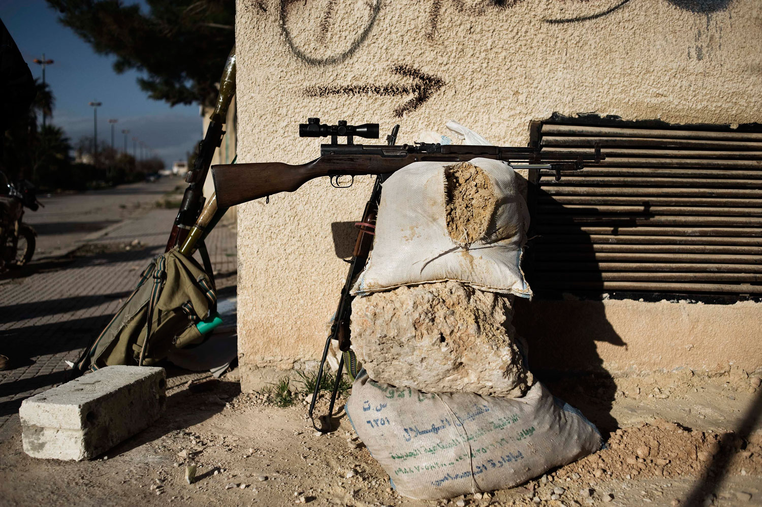 Feb. 9, 2012. A Free Syrian Army sniper position, in al-Qsair.