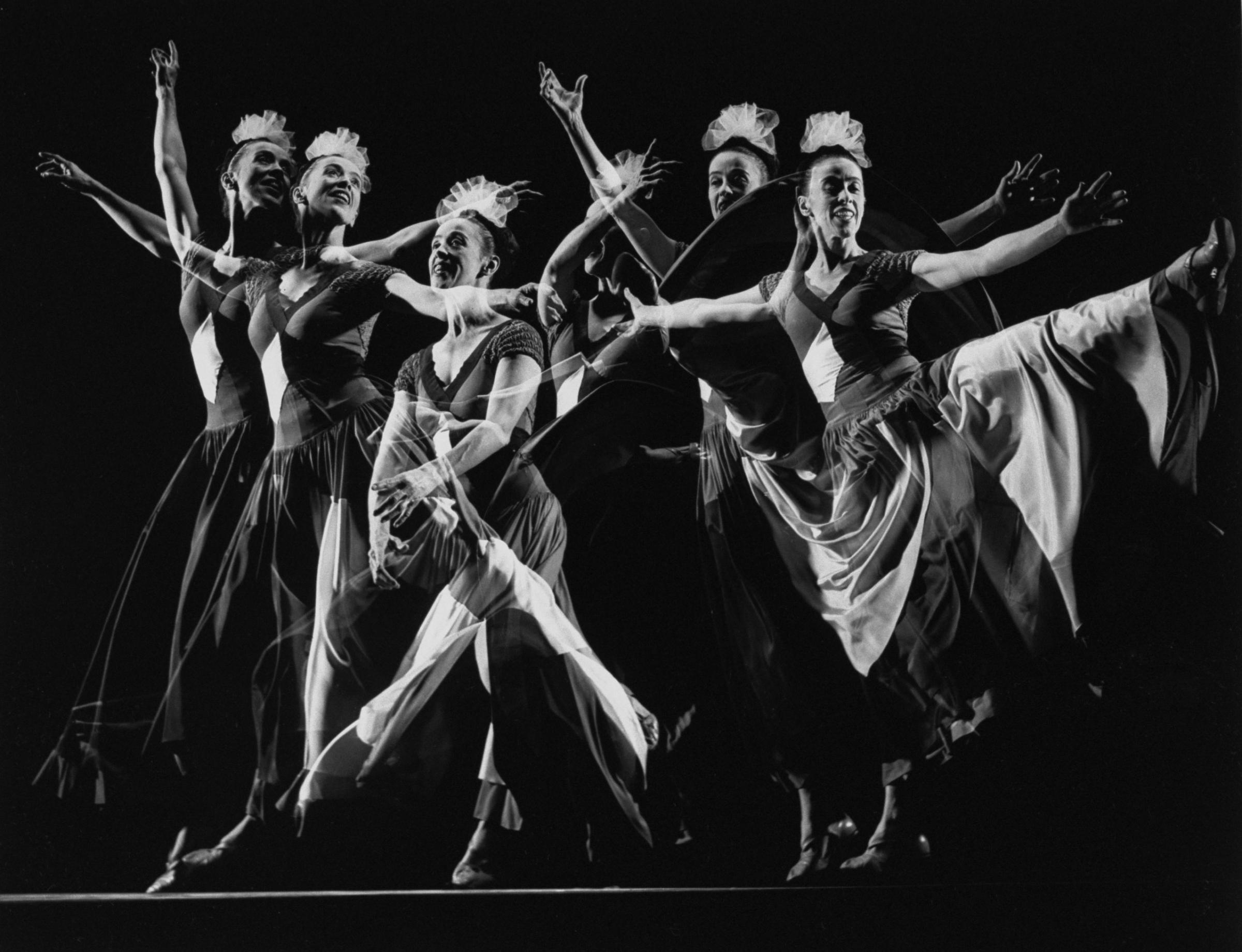 Choreographer Martha Graham performs her own work at Gjon Mili's studio, 1941.