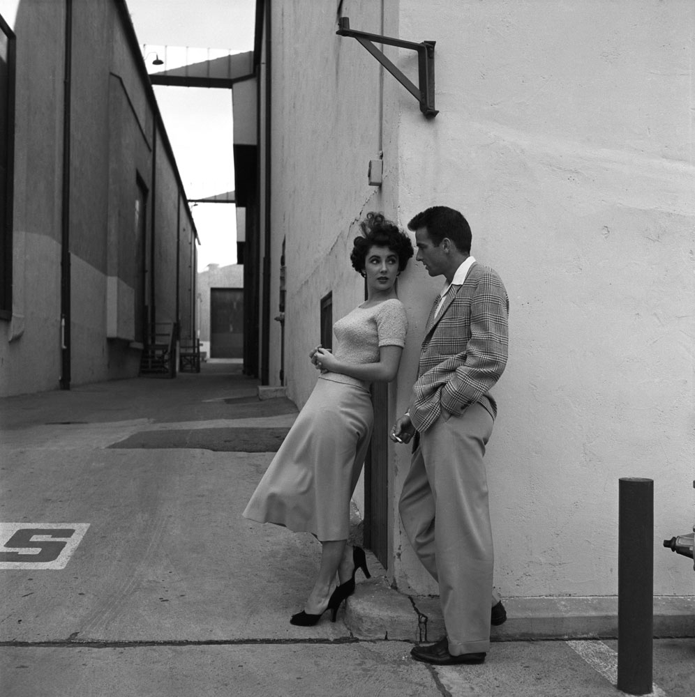 Elizabeth Taylor (all of 17 years old) and Montgomery Clift pose together at Paramount Studios during a break in filming A Place in the Sun.