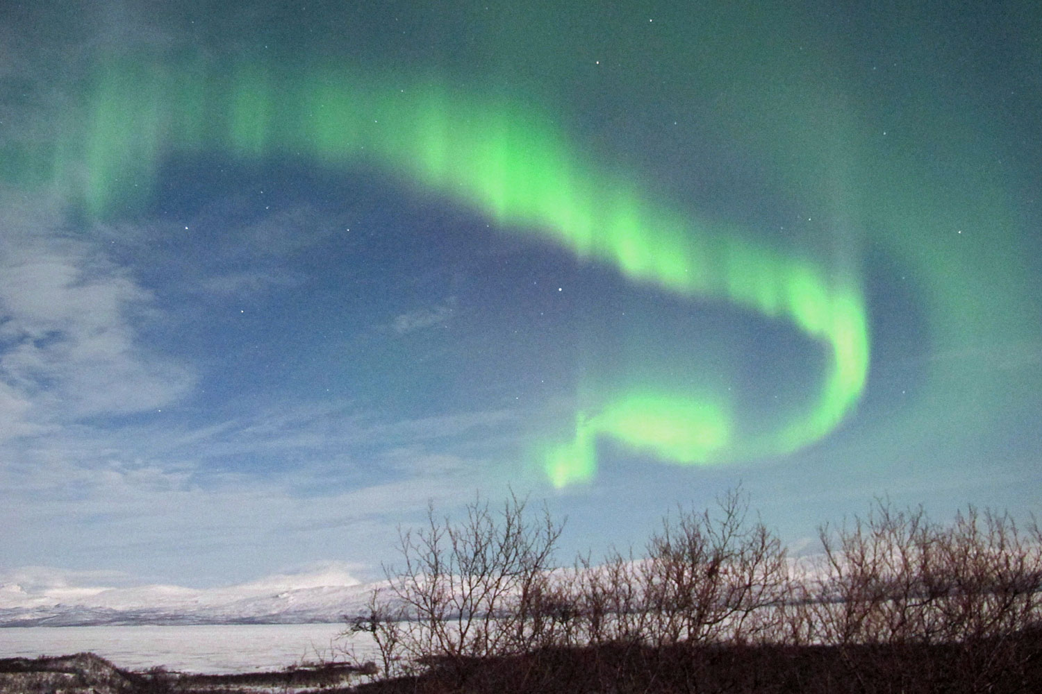 March 7, 2012. The northern lights in Abisko, Swedish Lapland.