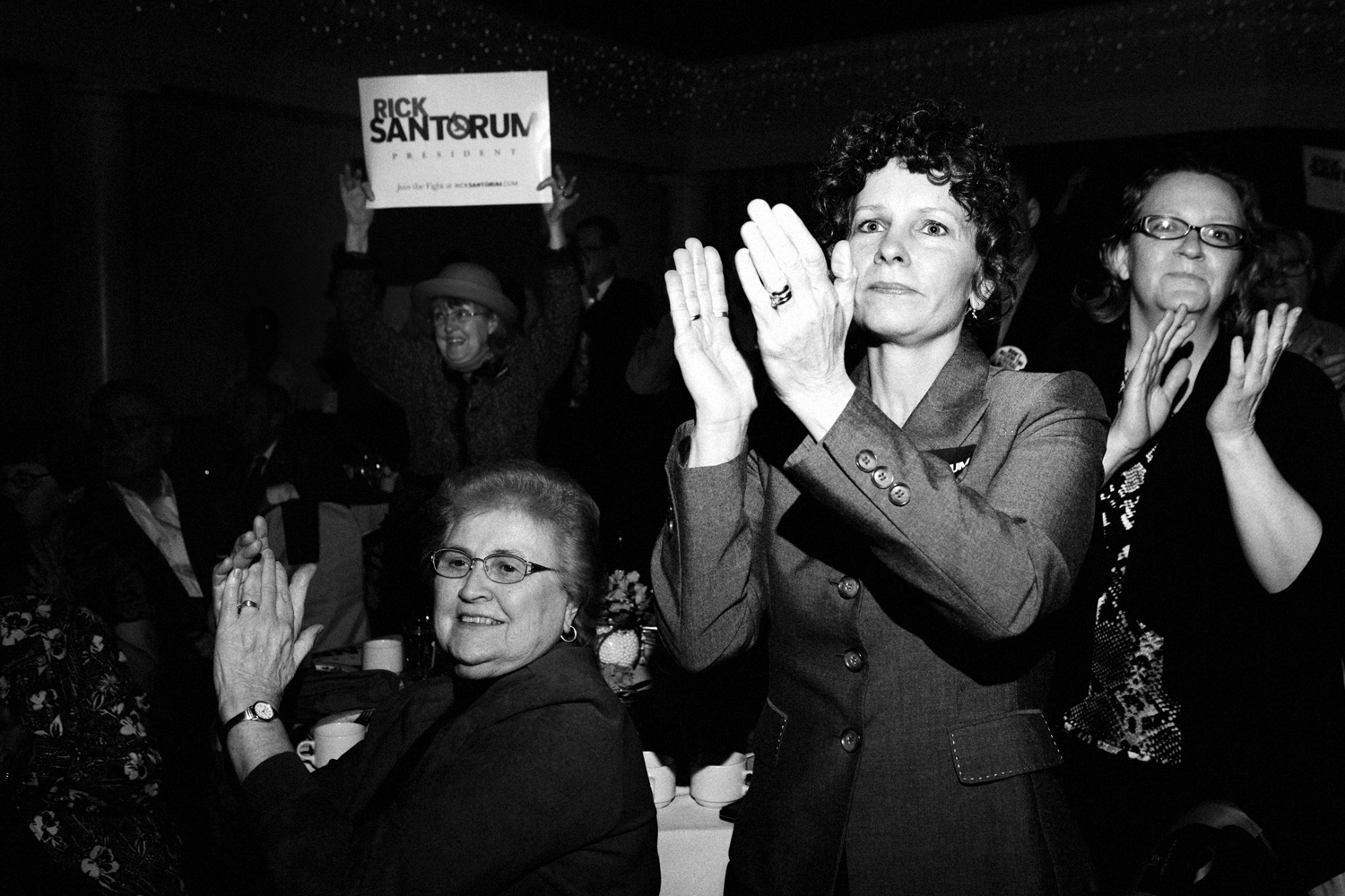 March 2, 2012. Rick Santorum supporters applaud his speech at a Lake County Republican Party event in Willoughby, Ohio.