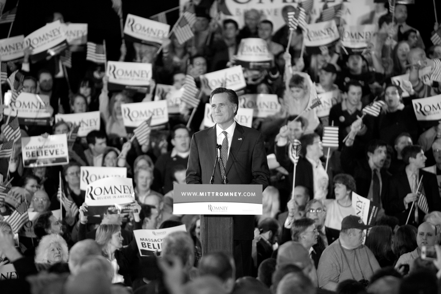 March 6, 2012. Mitt Romney speaks during a Super Tuesday event at the Westin Copley Place in Boston.
