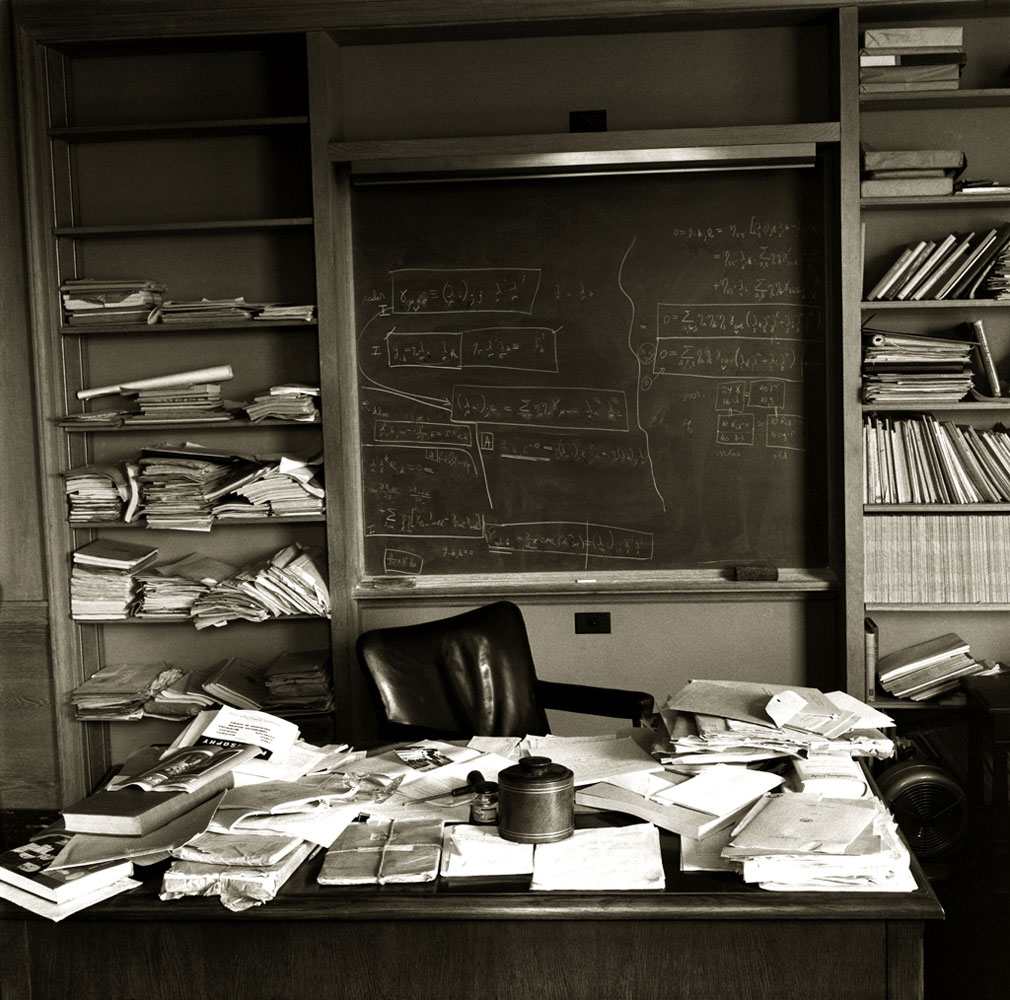 Albert Einstein's office at the Institute for Advanced Study in Princeton, New Jersey, photographed on the day of his death, April 18, 1955.